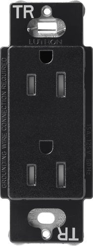 Lutron SCRS-15-TR-MN Claro 15A Tamper-Resistant Duplex Receptacle, Decorator-Style Outlet, Satin Finish, Midnight