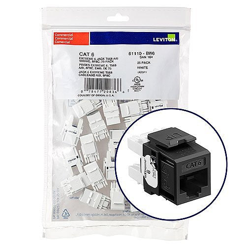 Leviton eXtreme 6+ Component-Rated Keystone Jack Image of LV-61110BE6