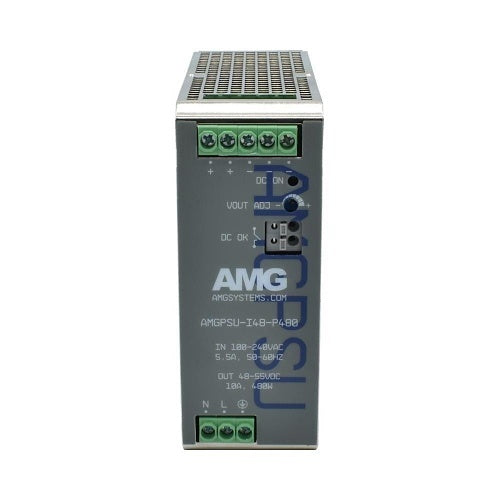 AMG Systems AMGPSU-I48-P480A Industrial Power Supply with DIN-Rail Mounting, 52VDC, 480W, Fault Relay Output