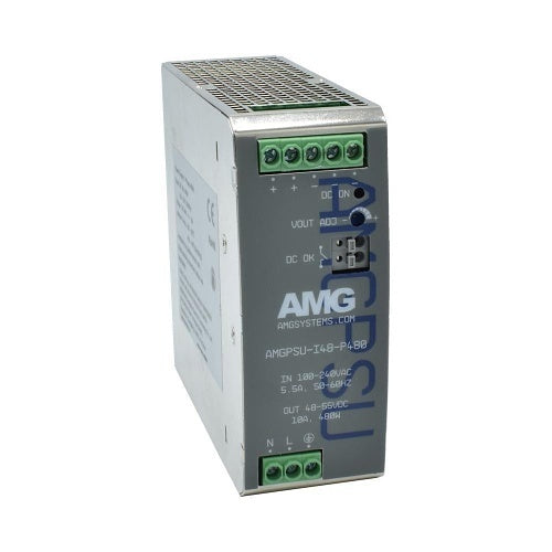 AMG Systems AMGPSU-I48-P480A Industrial Power Supply with DIN-Rail Mounting, 52VDC, 480W, Fault Relay Output