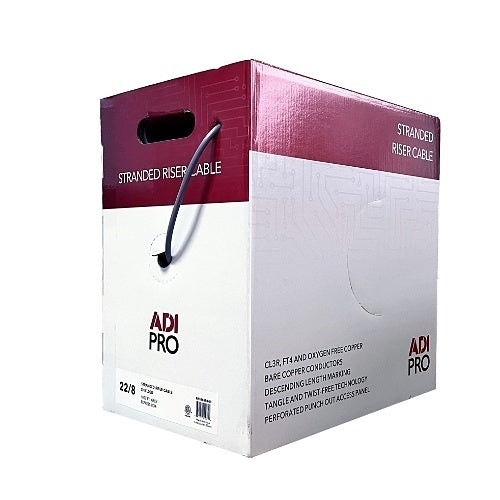 ADI PRO RN-86SR101 22/8 Stranded Riser Shielded Cable, CL3P, 1000\' Express Box, Grey