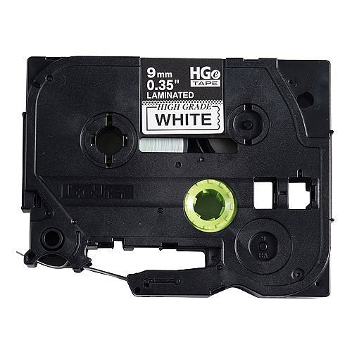 Brother HGE-S221 Extra Strength Adhesive, Black on White, 0.35" (9mm) 26.2ft (8m), 5-pack