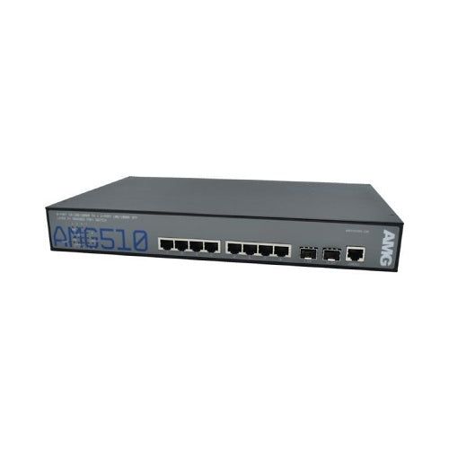 AMG Systems AMG510-8GAT-2S-P210 Commercial 10-Port Managed Switch, 8x10/100/1000Base-T(x) RJ45 Ports, 2x100/1000Base-FX SFP Ports, 1U, 19\\" Rack Mount
