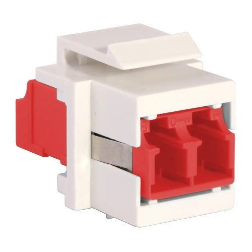 Hubbell SFFLCSRW Keystone Snap-Fit, Flush, LC-Duplex, Zircon Sleeves Red, White