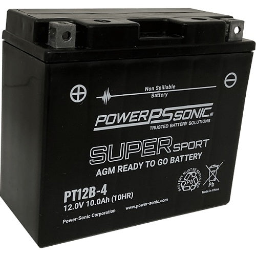 Power Sonic PT12B-4 12V 10 Ah Delivering 175 CCA Factory Activated AGM Powersport Battery