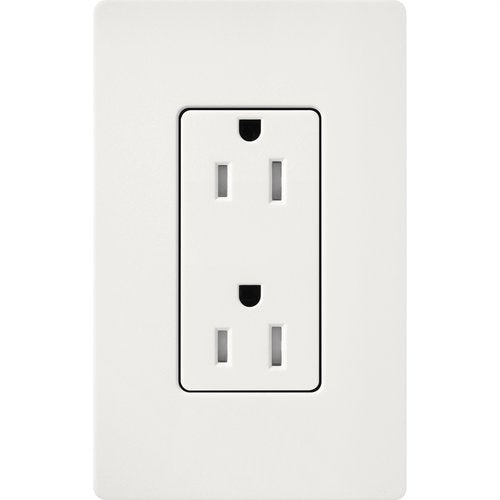 Lutron SCRS-15-TR-RW Claro 15A Tamper-Resistant Duplex Receptacle, Decorator-Style Outlet, Satin Finish, Architectural White