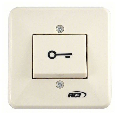 RCI 909S-MO Surface Mount Rocker Switch, Momentary, Engraved with a Key Symbol, Beige