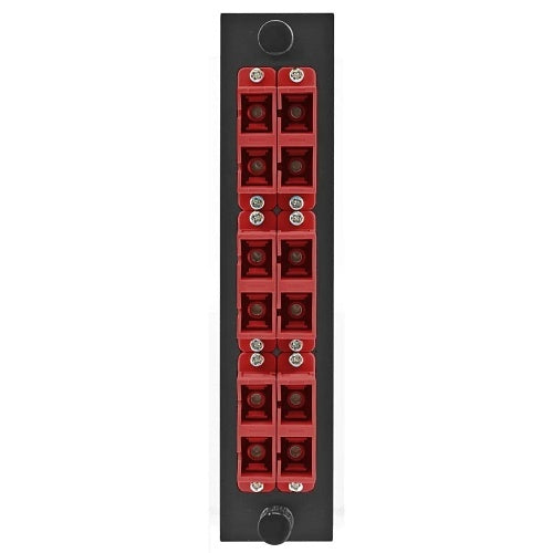 Hubbell FSPNSCDS6R Fiber Optic Panel Adapter, 12-Fiber, 6 SC Duplex, Zircon Sleeves, Red