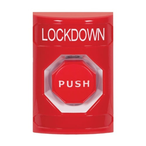 STI SS2002LD-EN Stopper Station Push Button, No Cover, Key-to-Reset Illuminated, \'LOCKDOWN\' Label, Red