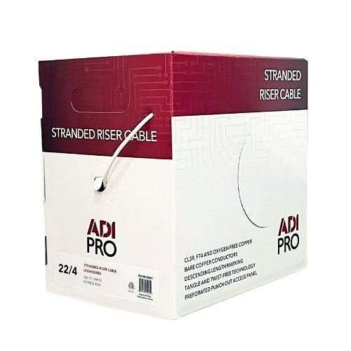 ADI PRO RN-9010501 22/4 Stranded Riser Unshielded Cable, CL3R, 500\' Express Box, White