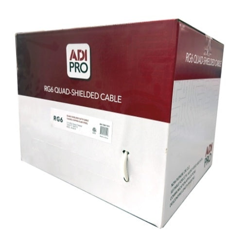 ADI PRO RN-7001151 RG6 CCS Quad-Shielded CATV Cable, 1000\' Reel in Box, White