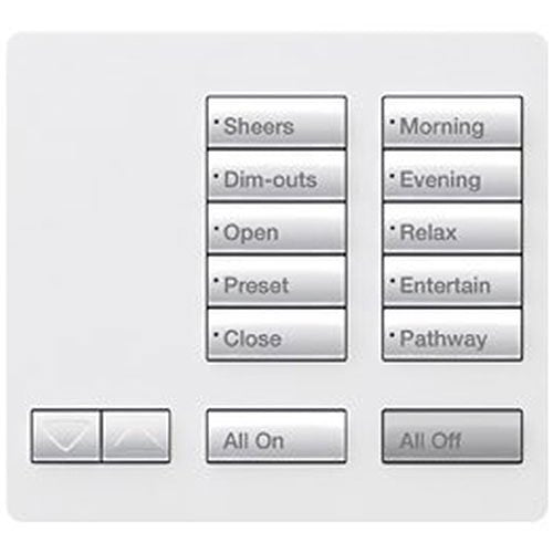 Lutron RR-T10RL-SW RadioRA Tabletop Designer Keypad, 10 Button w/ Raise and Lower, Snow White