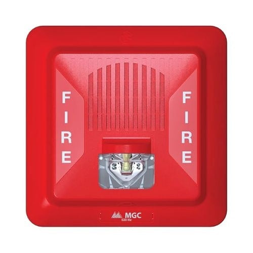 Secutron SPPS-204-25R Wall Mount Square Speaker / Strobe, 25V, Red