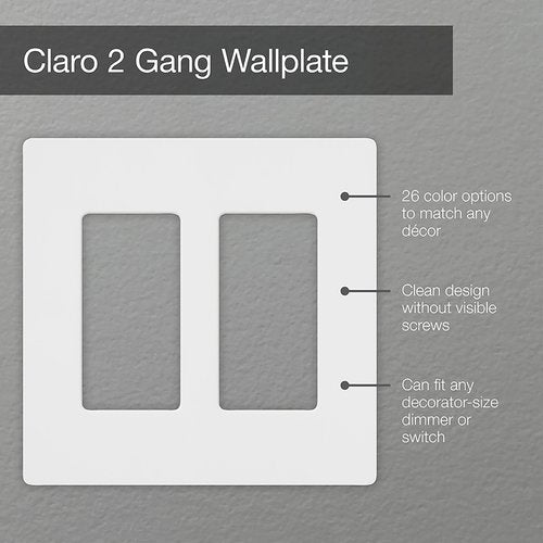 Lutron SC-2-CY Claro 2 Gang Wall Plate for Decorator-Style Dimmers, Switches, and Outlets, Satin Finish, Clay