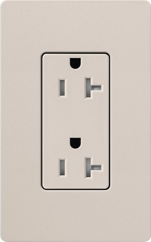 Lutron SCRS-20-TR-TP Claro 20A Tamper-Resistant Duplex Receptacle, Decorator-Style Outlet, Satin Finish, Taupe