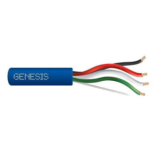 Genesis 52515506 16/4 Stranded Unshielded Speaker Cable, Riser, CMR, FT4, 500' (152.4 m) Pull Box, Blue