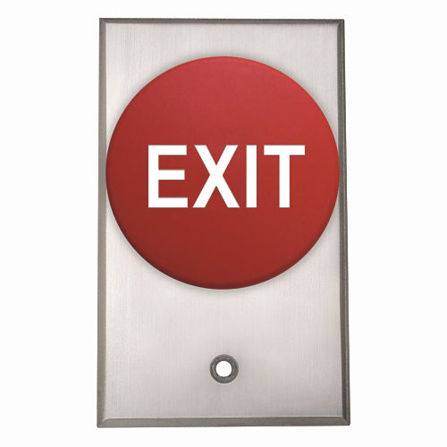 Camden CM-5010RE CM-5000 Series 2.38\\" Mushroom Exit Push Button, Spring Return, Normally Closed, Momentary, Aluminum Plate, Red