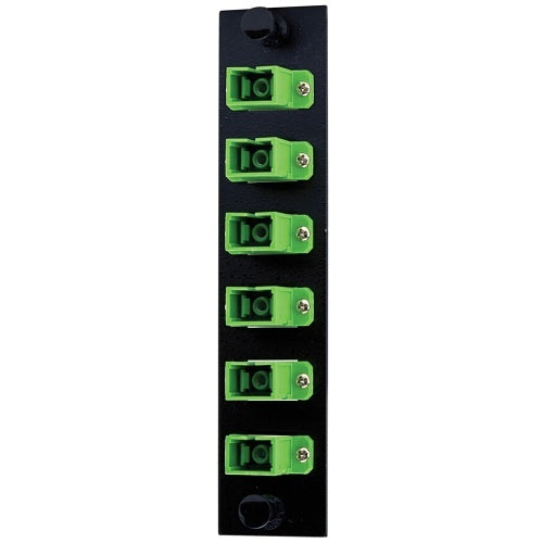 Hubbell FSPNSCA6  6-Fiber Optic Panel Adapter, SC/APC Simplex, 6-Port, 6-Adapter, Zircon Sleeves, Green