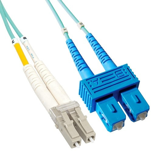 ICC ICFOJ2G707 OM3 Multimode LC to SC 50/125µm Fiber Patch Cable, Data Center Grade 0.1dB Typical Insertion Loss, ONFR Riser Jacket, 7m (23\'), 1-Pack, Aqua