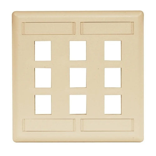 Hubbell IFP29EI Wallplate Flush 2-Gang 9-Port Electrical Wall Plate, Ivory