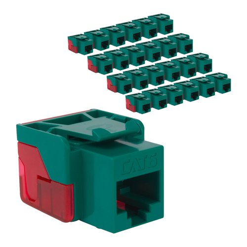 ICC IC107L6CGN CAT6 Keystone Jack with Inline IDC No Pair Split Wiring (Easier Termination) PoE++ for Wall Plate or Patch Panel, 25-Pack, Green