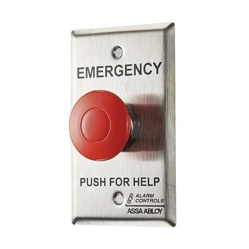 Alarm Controls PBL-1-1-L2-GR Latch Panic Button, 1-NO, 1-NC, Latching Button, 12V, Illuminated with Ground, Red