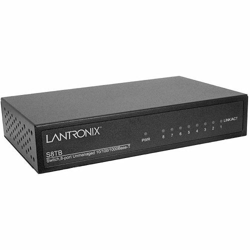 Lantronix S8TB-UK Unmanaged Switch 8-Port Gigabit Ethernet, UK