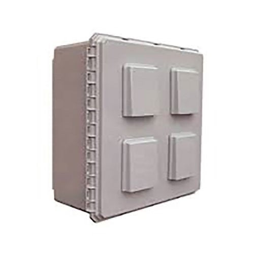 Mier BW-FC16147-12V NEMA Type 3R Outdoor 16\\" W x 14\\" H x 7\\" D Polycarbonate Electrical Enclosure with Thermostat and 12V Fan - Gray - Solid Door Image of BW-FC161471
