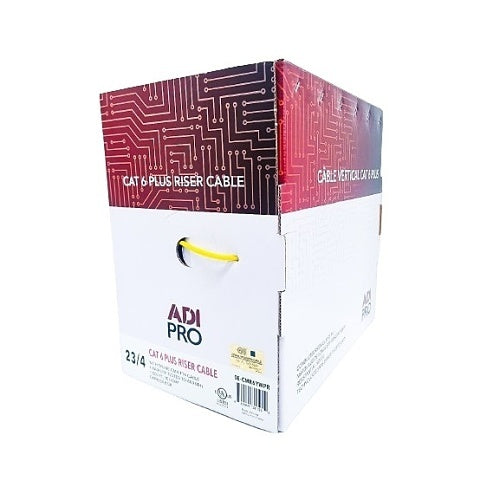 ADI PRO 0E-CMR6YWPR CAT6+ 23/4 Solid BC Cable, Unshielded UTP, Riser CMR, FT4, 1000\' Express Box, Yellow