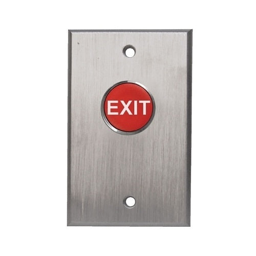 Camden CM-7085RE Spring Return, DPST 1-60 SEC Pneumatic Time Delay, (Requires 1-3/4\\" deep box), Red Button, \'EXIT\' Engraved in White