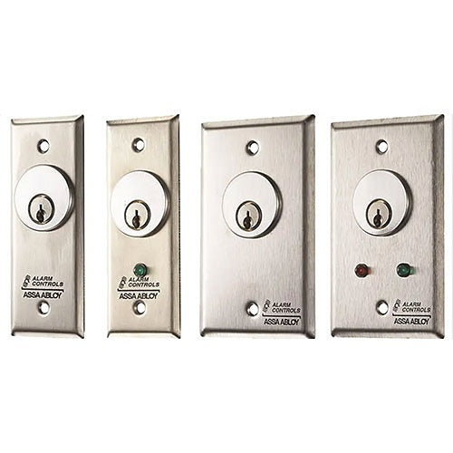 Alarm Controls MCK-5-4 MCK Series Mortise Cylinder Key Switch Station, DPDT Alternate, Single Gang, Green LED Image of AC-MCK54