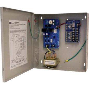 Altronix ALTV615DC8UL3 CCTV Power Supply, 8 Fused Class 2 Outputs, 6-15VDC at 4A, 115VAC, BC300 Enclosure, Includes 3-Wire Line Cord Image of AX-615DC8UL3