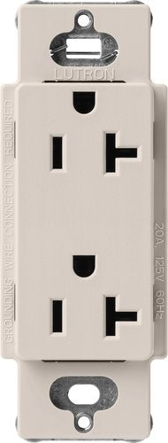 Lutron SCR-20-TP Claro 20A Duplex Receptacle, Decorator-Style Outlet, Satin Finish, Taupe