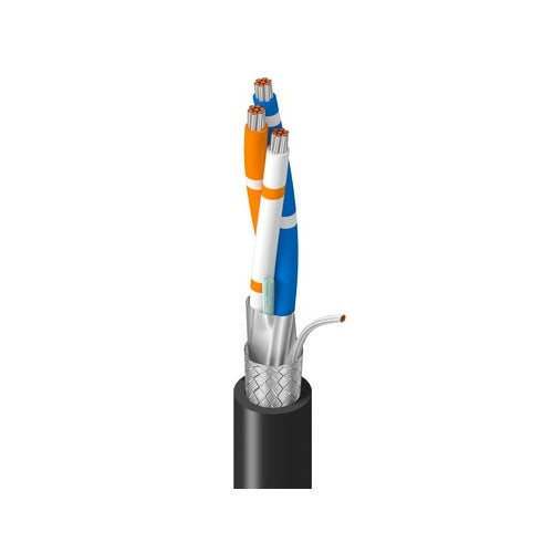 Belden 3106A 010500 RS-485 Multi-Pair Cable, 1PR 22 AWG + 1C, Foil + Braid Shield, PVC Jacket, 500\', Black