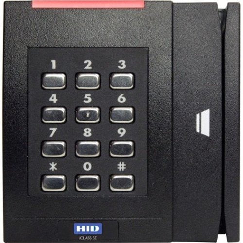 HID 925NTNNEK0015P multiCLASS SE RMK40 Smart Keypad Reader, 13.56 MHz Maximum Compatibility, Wiegand, Pigtail, Standard v1, LED Red, Flash Green, CSN 32-BIT MSB, 8-BIT MSG, Black Image of HU-925NTNNKP