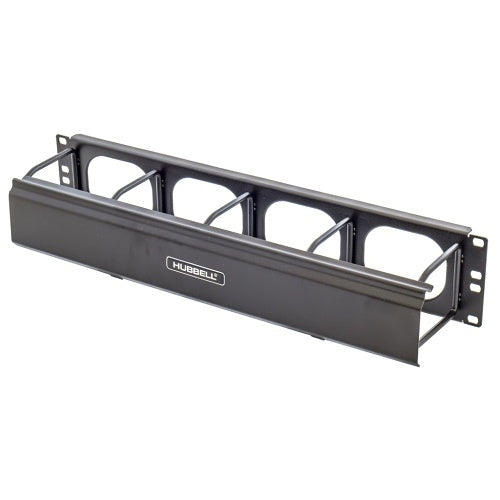 Hubbell HM34C M-Series Horizontal Cable Management, 3U, 4\\" Depth, Cover, Black