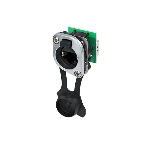 NEUTRIK NE8FDP-TOP RJ45 Feedthrough Receptacle with Sealing Kit SE8FD-TOP, D-shape Metal Flange