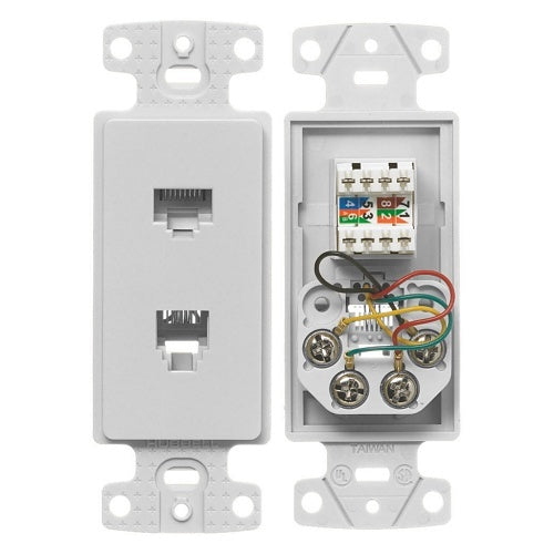 Hubbell NS784W SingleGang Plate Frame with CAT5e Jack, 6-Position 4-Conductor, Screw Terminal, White