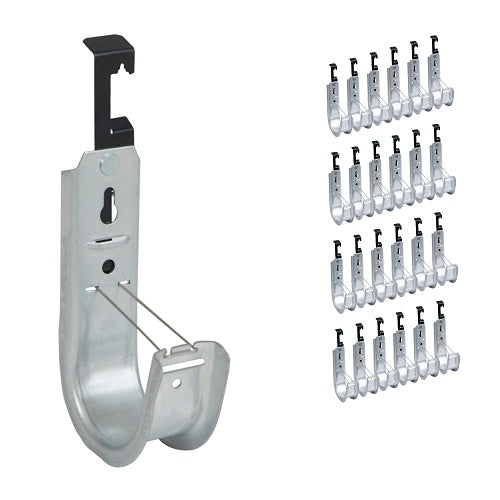 ICC ICCMSJHW44 Batwing J Hook 2\\" with Retainer Clip, Galvanized Steel Cable Management Hooks for Hanging Cable to Hanger Wire and Threaded Rod, Rust-Resistant, EIA and TIA Compliant, 25-Pack