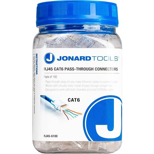 Jonard Tools RJ45 CAT6 Pass-Through Connectors (Pack of 50) Image of J0-RJ45650