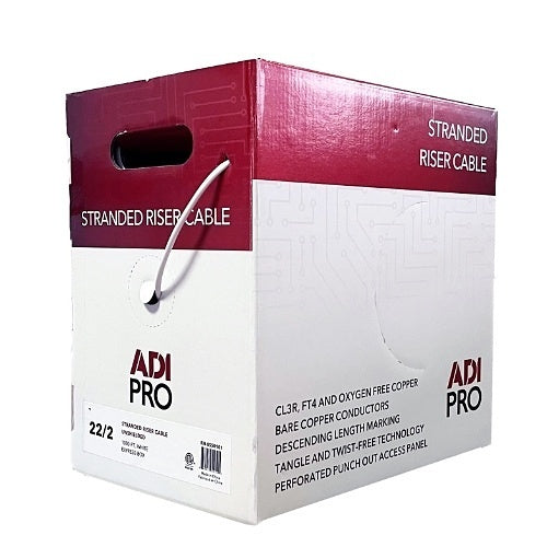ADI PRO RN-85SR101 22/2 Stranded Riser Unshielded Cable, CL3R, 1000\' Express Box, White