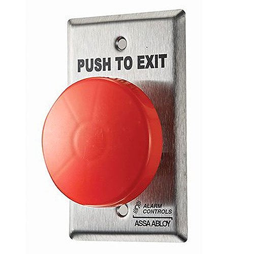 Alarm Controls TS-21R Request to Exit Station with 2-1/2\\" Red Push Button, Single Gang, 402 Stainless Steel