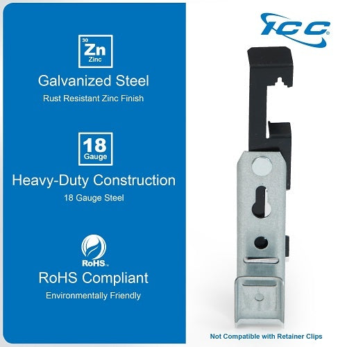 ICC ICCMSJHW22 Batwing J-Hook 3/4\\" without Retainer Clip for Hanging Cable to Hanger Wire and Threaded Rod, Rust-Resistant, 25-Pack, Galvanized Steel