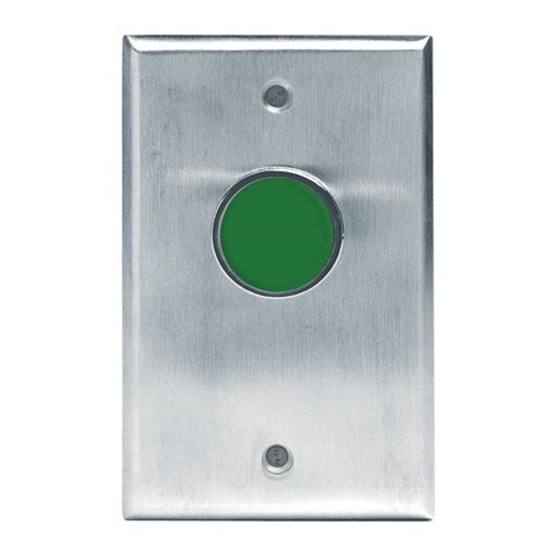 Camden CM-8000G/7 Single-Gang Momentary N/O Push-to-Exit Switch, Green Button, Vandal-Resistant