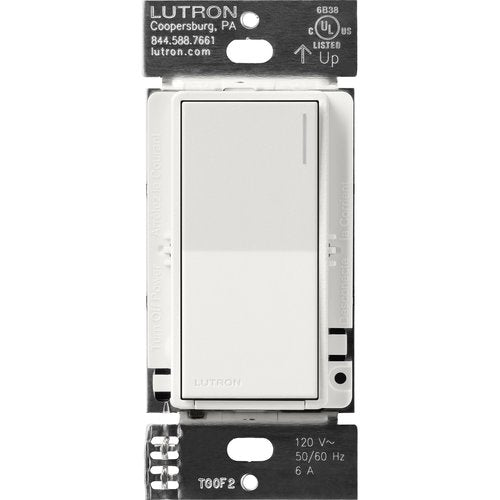 Lutron ST-6ANS-RW Sunnata On / Off Switch, 6A Lighting or 3A 1 / 10HP Motor, Single Pole / Multi-Location, Architectural White