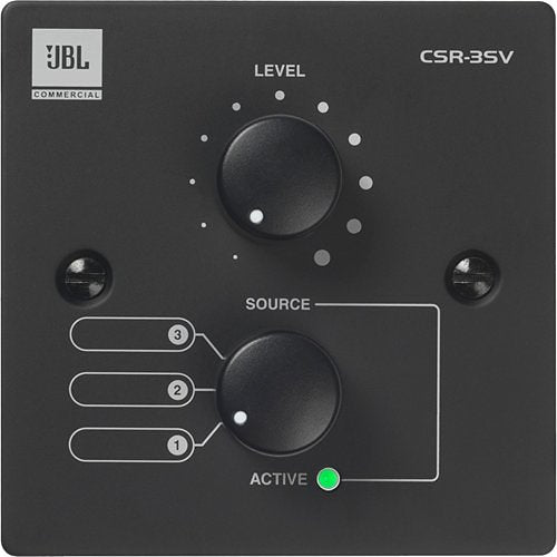JBL Professional CSR-3SV 3-Position In-Wall Volume Control and Source Selector for CSM Mixers, Black