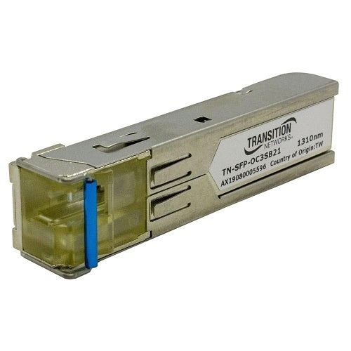 Lantronix TN-SFP-OC3SB22 MSA Compliant 100Base/OC3 SFP Module, 100Base-FX 1550 nm TX/1310 nm RX Single Fiber and Mode LC 19.0 dB