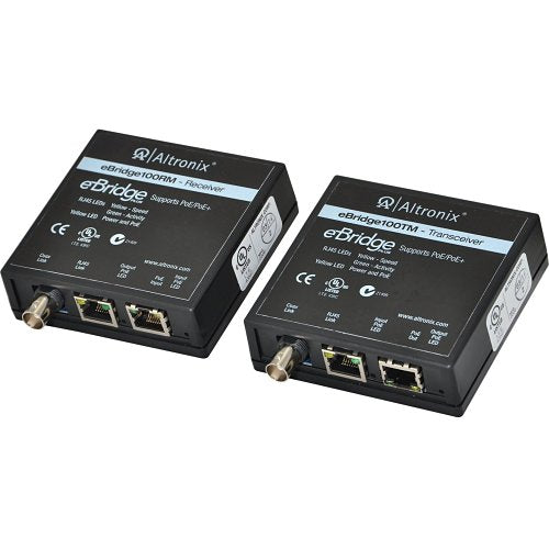Altronix eBridge100RMT EoC or Long-Range Ethernet Single Port Adapter Kit, 100Mbps, Passes PoE/PoE+ Image of AX-EBR100RMT