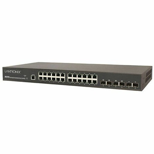 Lantronix SM24T6DPA-SA Managed Layer 2 Ethernet Switch, 20-Port Gigabit + 4 SFP/RJ-45 Combo Ports + 2-SFP Slots, South America Power Cord