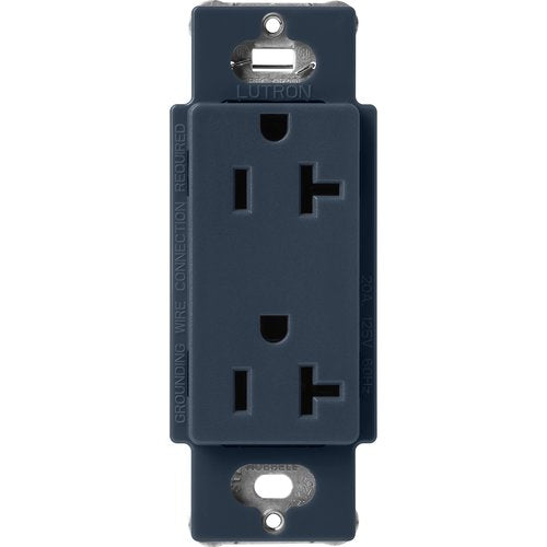Lutron SCR-20-DE Claro 20A Duplex Receptacle, Decorator-Style Outlet, Satin Finish, Deep Sea
